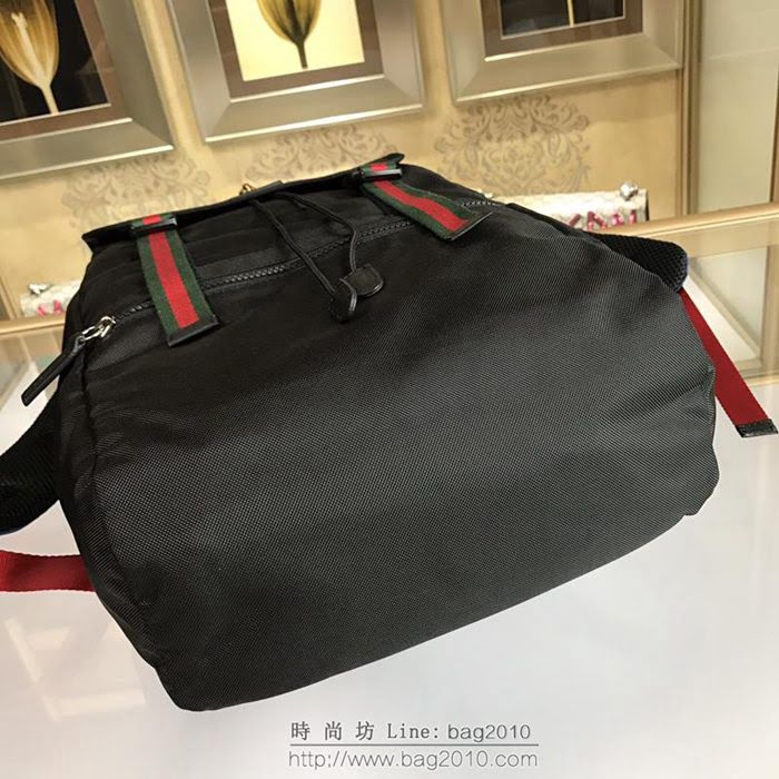 GUCCI 古馳男包 新款 450982 高科技帆布 古馳雙肩背包 黑色 GUCCI男背包